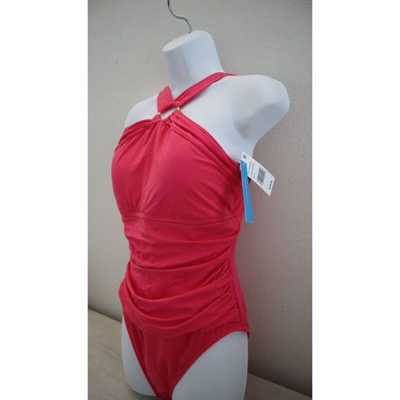 Blue Rod Beattie RBRU22209 Sz 12 Rose Red Ring Me Up Halter 1-Pc Swimsuit $125 - Picture 9 of 11